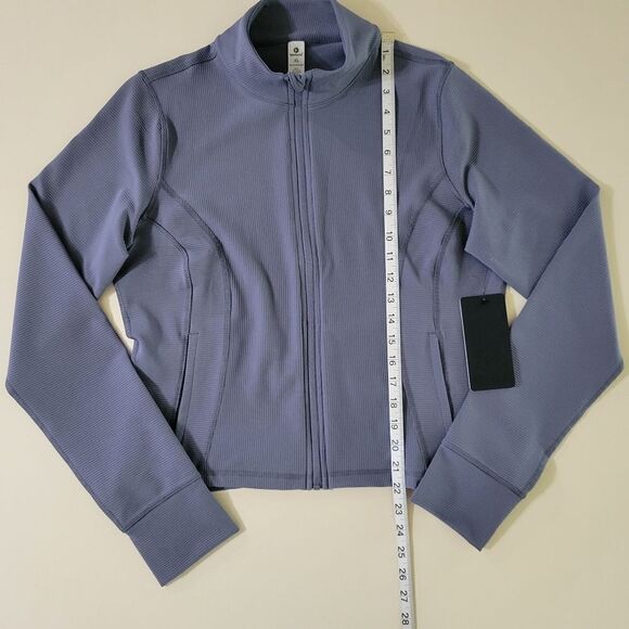 90 Degree By Reflex Womens Blue High Neck Ribbed Performance Jacket - Picture 9 of 16